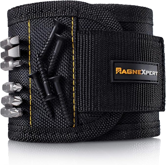 Magnelex Magnexpert Magnetic Wristband for Holding Screws, Nails and Drill Bits - Crafted from Ballistic Nylon with 15 Powerful Magnets, Stocking Stuffer for Men
