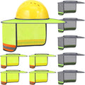 Vicenpal 10 Pcs Hard Hat Shade Full Brim, High Visibility Sun Visor Neck Shade with Reflective Strip, Hard Hat Accessories for Men Women Construction Use(Grey, Yellow)