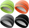 Suhine 4 Pack Men Hi Vis Winter Safety Hats Fleece Lined High Visibility Beanies with Reflective Stripes Hats for Outdoor