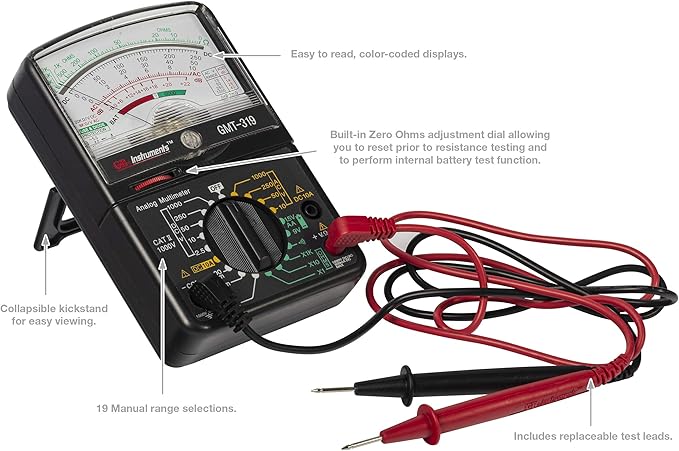 Gardner Bender GMT-319 Multimeter Tester, RJ-45 & RJ-11, 7 Function / 19 Range 1000V Black