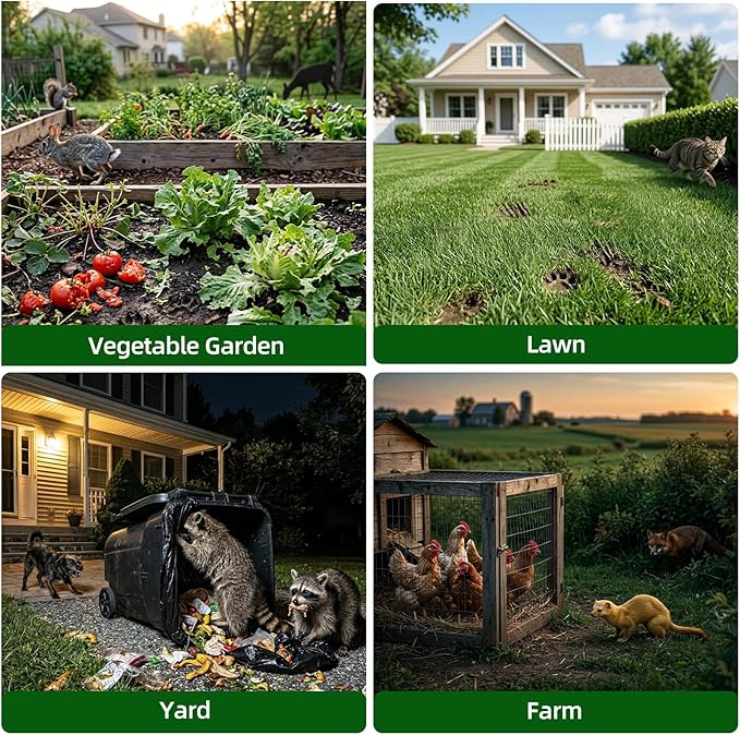 2Pack Solar Ultrasonic Animal Repellent Outdoor Cat,Deer Repellent Devices Squirrel Raccoon Rabbit Deterrent,Waterproof Motion Detection with Flash Light for Vegetable Garden,Backyard,Lawn