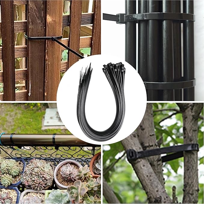 Long Zip Ties Heavy Duty 24 inch 250 Pcs, Large Cable Ties with 250 lbs Tensile Strength Ultra Stong Plastic Tie Wraps, Black