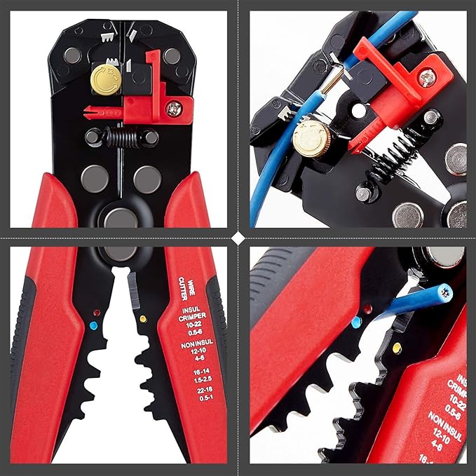 3 in 1 Self-Adjusting Wire Stripper Cutter, Wire Crimping Tool Wire Pliers for Wire Stripping, Cutting, Crimping 10-24 AWG (0.2-6.0mm²)