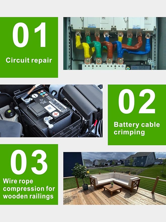 AMZCNC 10 Tons Hydraulic Wire Battery Cable Lug Terminal Crimper Crimping Tool With 9 Pairs of Dies,1/8” Wire Rope Crimping Tool