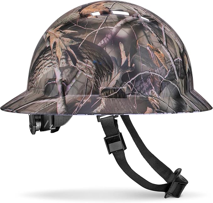 Acerpal Full Brim Vented Camo Design Matte Finish OSHA Construction Hard Hat with 6-Point Suspension