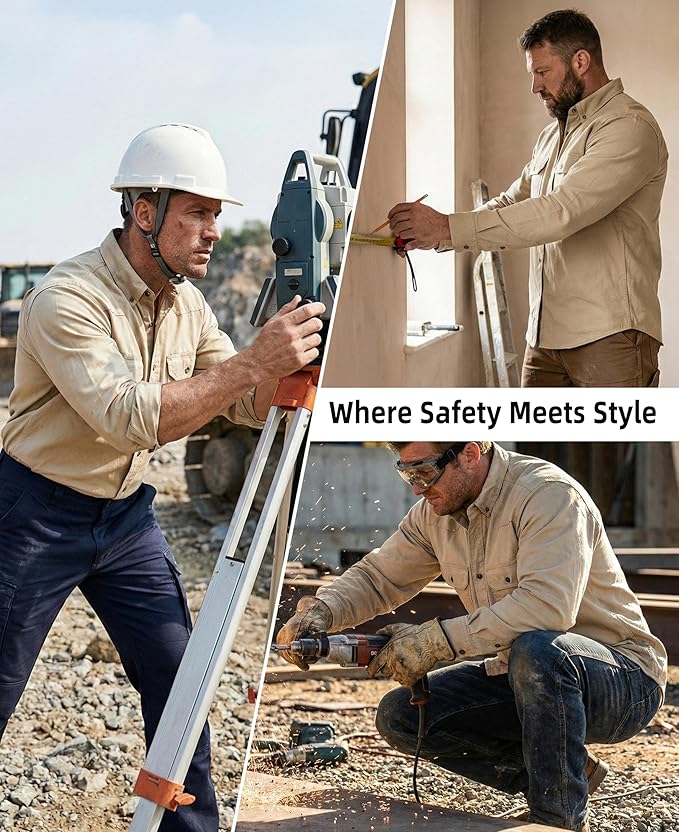 BOCOMAL FR Shirts Button Down Dura-Light 6.5 oz Soft Heather Series Utility Chest Pockets Flame Resistant Work Shirt CAT2