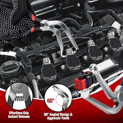9 PCS Electrical Disconnect Pliers for Cars, Electrical Connector Removal Tool and Connector Removal Tools, Relay Puller & Hose Removal Pliers,Panel Clip Remover & Filter Caliper