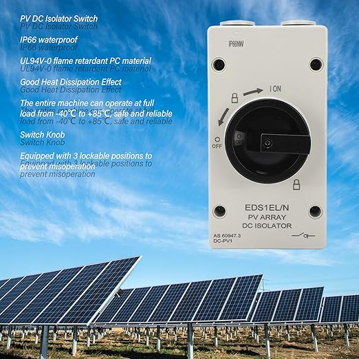 Topyond PV DC Quick Disconnect Switch, 32A IP66 Waterproof Solar Disconnect Switch, Flame Retardant Solar Combiner Box 1000V for Solar Power System, Off/On-Grid Solar System, RV and Boats