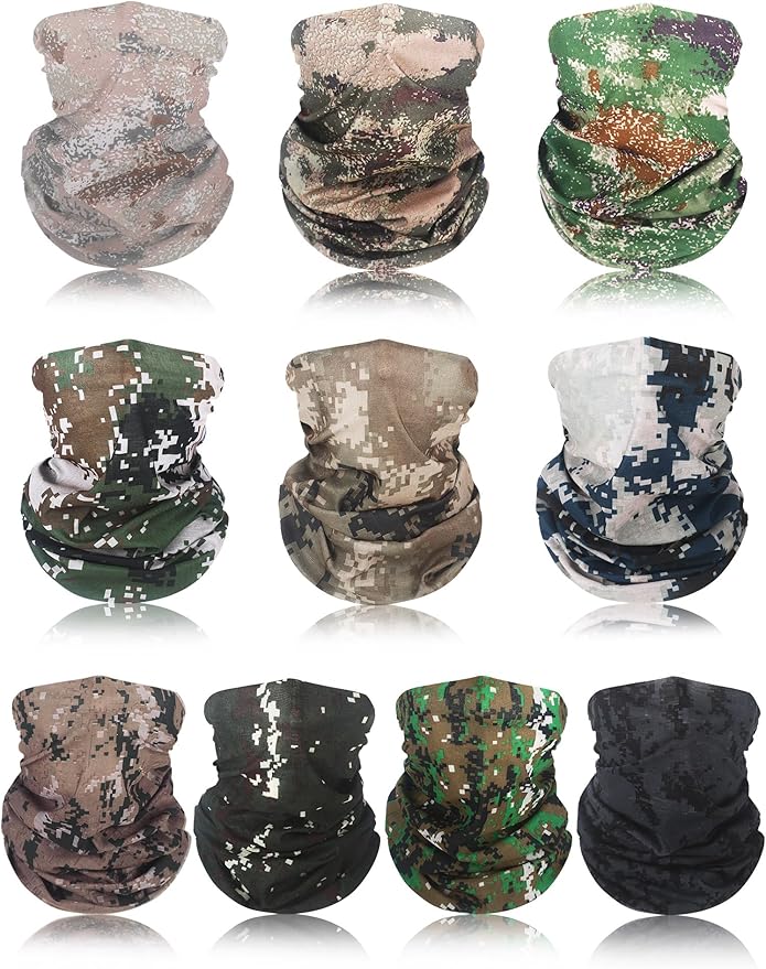 SATINIOR 10 Pcs Cooling Neck Gaiter for Men Women Sunscreen Breathable Bandana Summer UV Protection Face Mask Scarf
