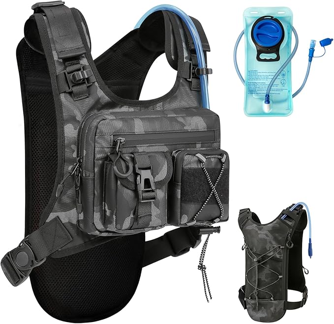 USA Original Patent Running Hydration Vest Backpack, Lightweight Chest Pack with 2.0L Water Bladder Bag Daypack for Hiking Running Cycling Race Marathon for Women Men