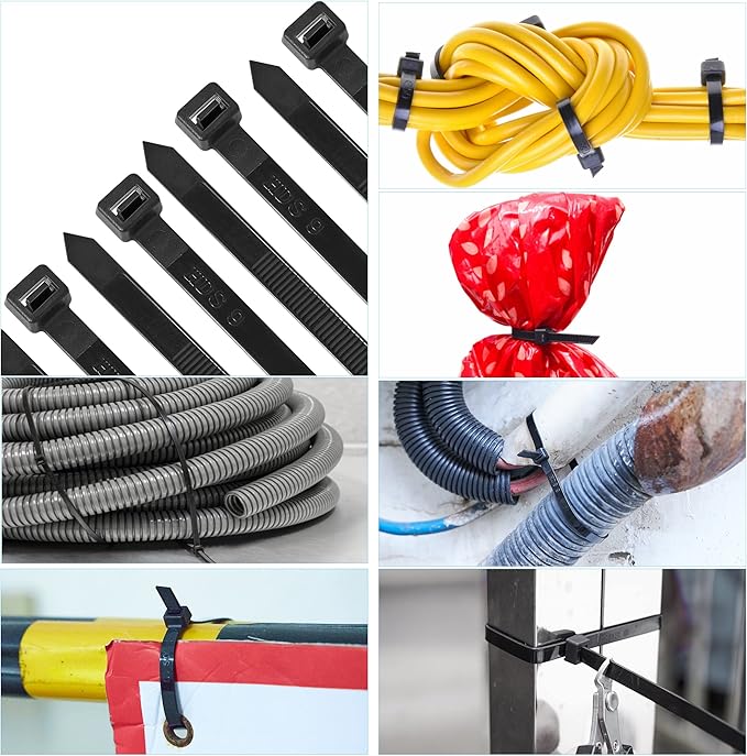 24 Inch Cable Zip Ties Heavy Duty (with Wire Cable Cutters), Strong Large Black Zip Ties with 175 Pounds Tensile Strength, 50 Pack, Long Durable Nylon Black tie Wraps, Outdoor UV Resistant