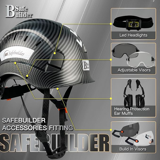 Construction Safety Helmet ABS Hard Hat Adjustable Ventilation System Hardhats Industrial Work Head Protection for Men Certified ANSI/ISEA Z89.1