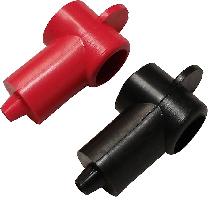 (Red & Black) 1/4" Stud Terminal Cover - Electrical Battery Connection Insulator (2 Pack)