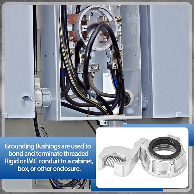 Blulu 10 Pcs 1/2 Inch Insulated Grounding Bushing with Adjustable Lay in Lug Zinc Plated Malleable Iron Grounding Ground Bond Bushing