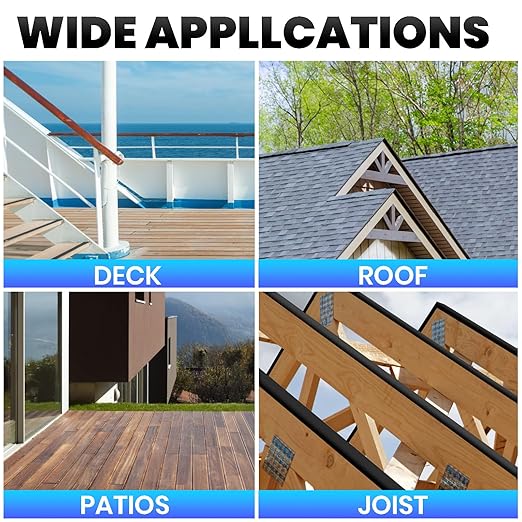 ADHES Deck Joist Tape, 6" x 16', 4 Rolls Weather Resistance & Waterproof Butyl Joist Tape for Decking, Deck Flashing Tape, Ideal for Wood Decks Beams Roof, Outdoor Construction Use