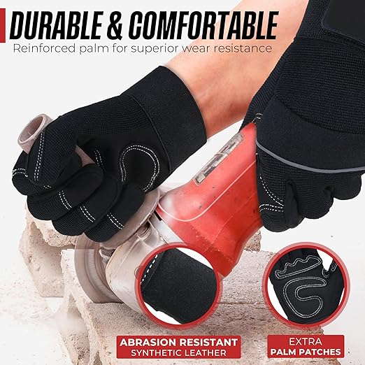 HANDLANDY Work Gloves Mens & Women, Utility Safety Mechanic Working Gloves Touch Screen, Flexible Breathable Yard Work Gloves (Small, Black)