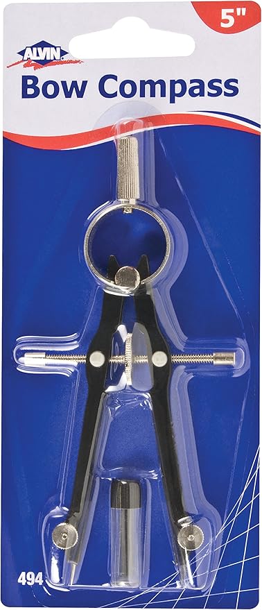 ALVIN, Bow Compass and Divider, Pivot Point, Model 494, Ideal Compass for Geometry Drafting and Engineering, Drawing and Architecture Tool, Metal - 5 Inches