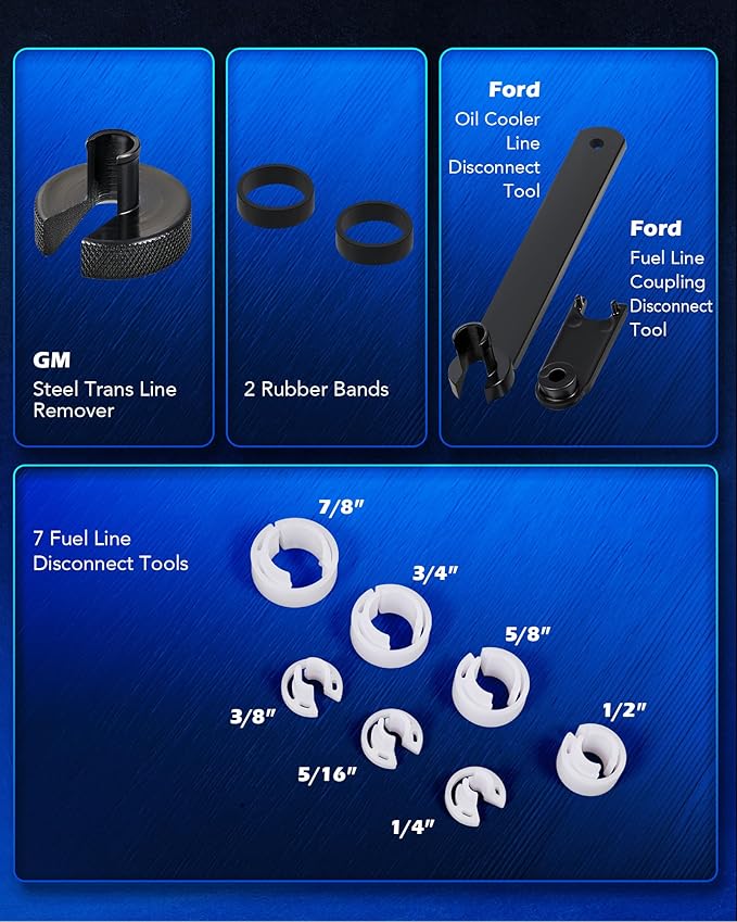 Orion Motor Tech Master Quick Disconnect Tool Set, 25pc Line Disconnect Tool Kit for A/C Fuel & Transmission Systems, Fuel Line Disconnect Tools for Mechanics Compatible with Ford Chevy GM More, Blue