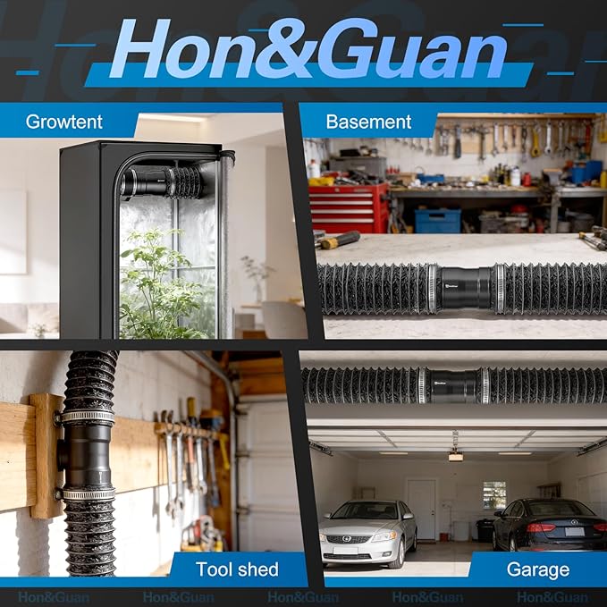 Hon&Guan 4 Inch Inline Booster Duct Fan with Speed Controller - 130 CFM Airflow with 6W Ultra-Low Power and Low Noise