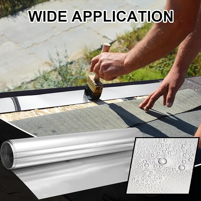 Therwen 1 Roll Aluminum Flashing Roll Metal Aluminum Roof Panels 0.2 mm Thickness Roof Flashing Strip for Sealing Windows Doors Siding Backyard Stains Moss and Mildew Prevention (20"x 10')