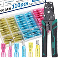 smseace 110PCS Heat Shrink Bullet Connectors with Crimping Tool 22-10AWG Waterproof Bullet connectors Heat Shrink Female&Male Connector for Automotive Boat Stereo Industrial Equipment