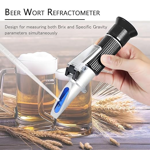 Beer Wort Refractometer,V-Resourcing Brix/Specific Gravity Refractometer for Beer Brewing, Dual Scale(Brix 0-32%, SG Wort 1.000-1.130)