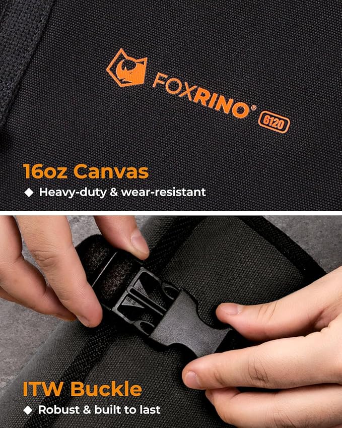 Wrench Roll, Wrench Roll Up Pouch, 12-Pocket Heavy Duty Canvas Wrench Organizer Bag for Metric Combination Wrenches, Portable Tool Roll Bag, Gifts for Men for Christmas (Black, 12+1 Metric)