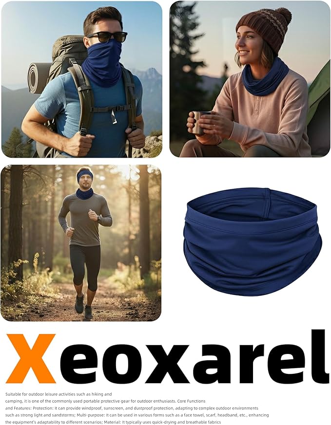 Xeoxarel Neck Gaiter, 7 Pack Cooling UV Protection, Bandana Face Mask Scarf for Men and Women