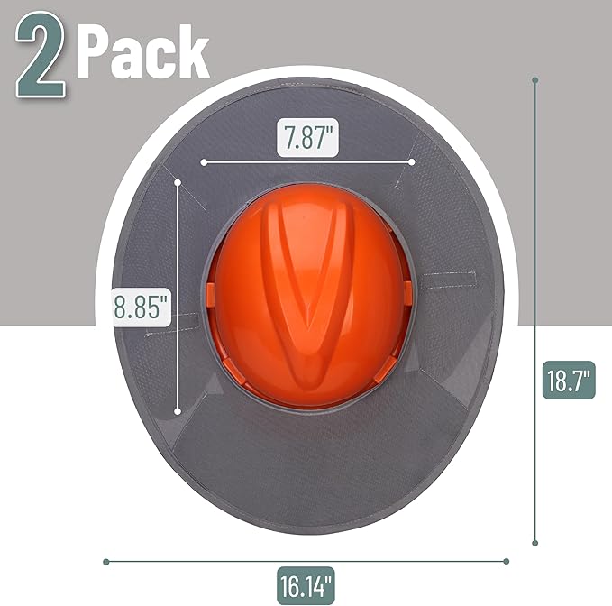 UNCO- Hard Hat Sun Shield, 2 Pack, Grey, Full & Standard Brim Mesh Sunshade High Visibility Reflective, Hard Hat Accessories
