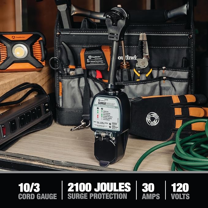 Southwire Surge Guard 30 Amp Portable RV Surge Protector with Enhanced Diagnostics, 2100 Joules, 44280
