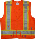Viking Open Road Surveyor Safety Vest - Class 2 Reflective Polyester Twill with 14" Zippered Pack on Back, Plentiful Pockets