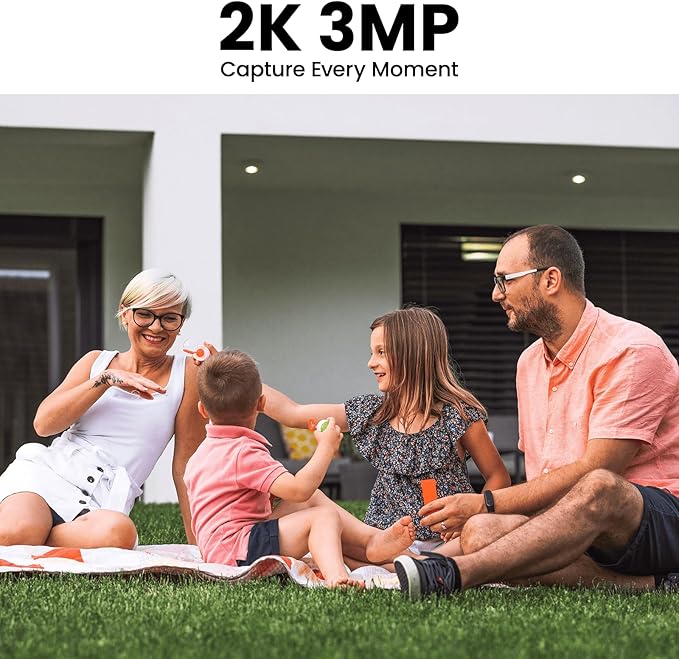 2K Solar Camera Outdoor Wireless-2.4Ghz WiFi Cameras for Home Security, Continuous Power, Color Night Vision, SD Card/Cloud Storage, Waterproof, Compatible with Alexa/Google Home S1 (3 Pack)