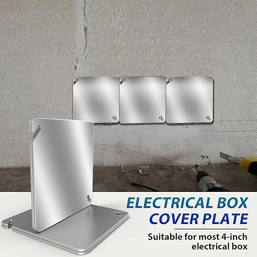 4 Pcs 4x4 Square Electrical Box Cover Plate, Metal Junction Box Covers Plate for 4 inch Electrical Box, Blank Electric Outlet Box Cover Prevents Accidental Electrocution