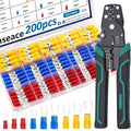 smseace 201pcs Crimping Tool with Fork Spade Connectors 12-Sizes(M3/M4/M5/M6) 22-10AWG Wire Fork Connectors U-Type Terminal Multifunction Wire Crimping Tool