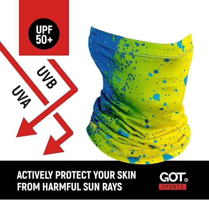GOT Sports UPF 50+ Fishing Neck Gaiter - UV Face Mask Sun Protection for Men & Women - Camo SPF Face Cover Gator