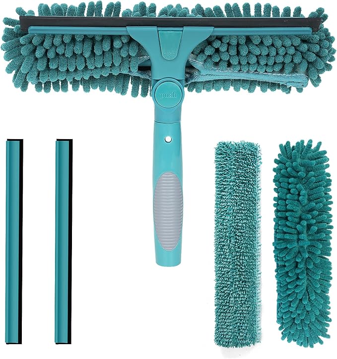 High-Reach Window Squeegee Attachment | Squeegee & Clean | Ideal Window Cleaner Tool with Rotatable Head | Compatible with Standard US Acme Thread Poles (Pole Sold Separately)
