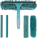 High-Reach Window Squeegee Attachment | Squeegee & Clean | Ideal Window Cleaner Tool with Rotatable Head | Compatible with Standard US Acme Thread Poles (Pole Sold Separately)