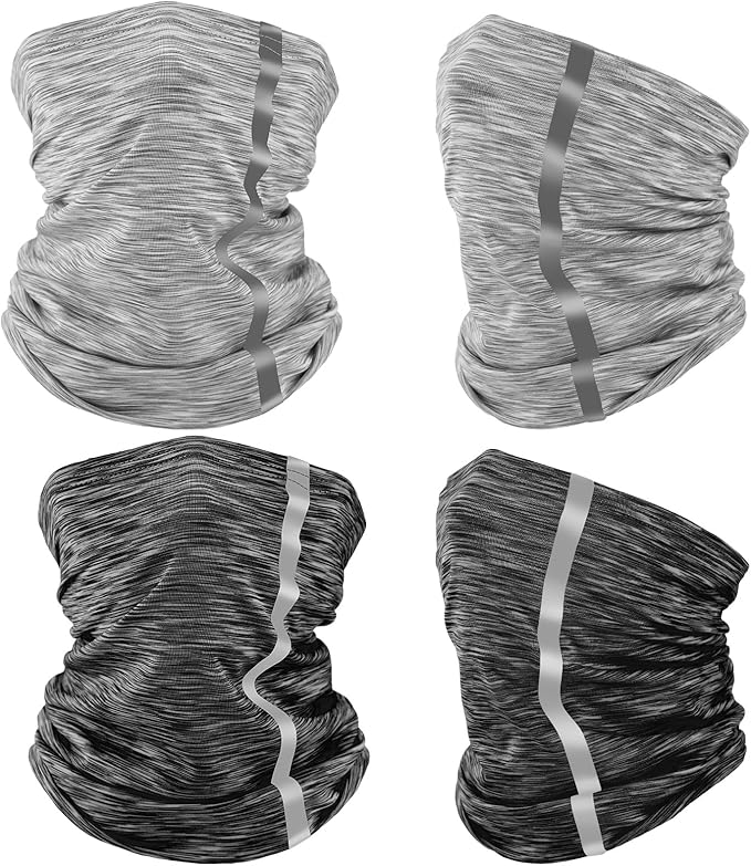 SATINIOR 4 Pcs Neck Gaiter for Men Reflective Face Mask Cover, UV Sun Protection Neon Balaclava Hi Vis Bandana for Work