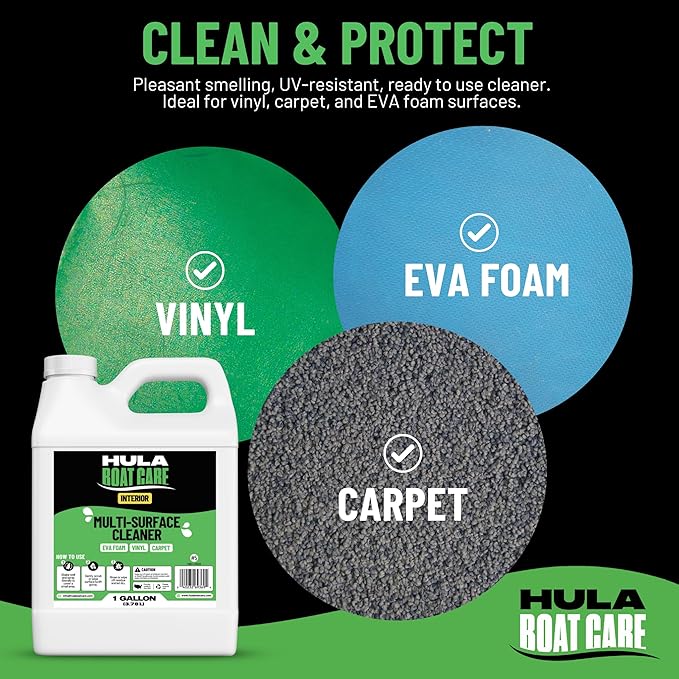 Hula Multi-Surface Cleaner — Vinyl, EVA Foam and Carpet, 1 Gallon — Boat Seat, Sea Deck and Marine Interior Cleaner, Biodegradable, Made in USA