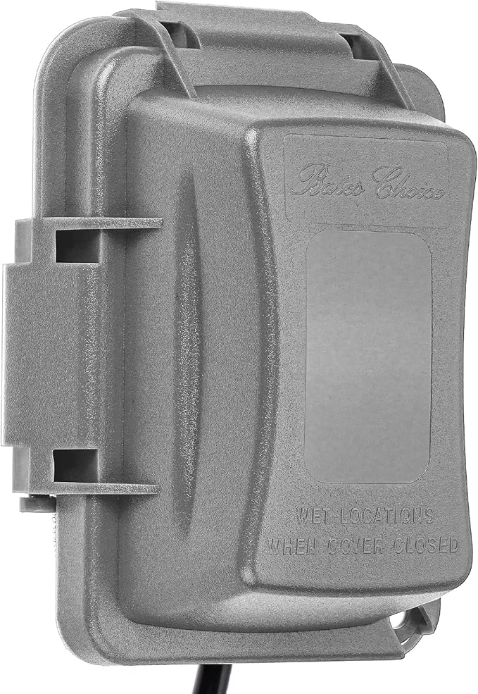 Bates- Weatherproof Electrical Outlet Cover, 1-Gang, Gray Outdoor Outlet Cover Weatherproof Outlet Cover Box, Outdoor Plug Cover