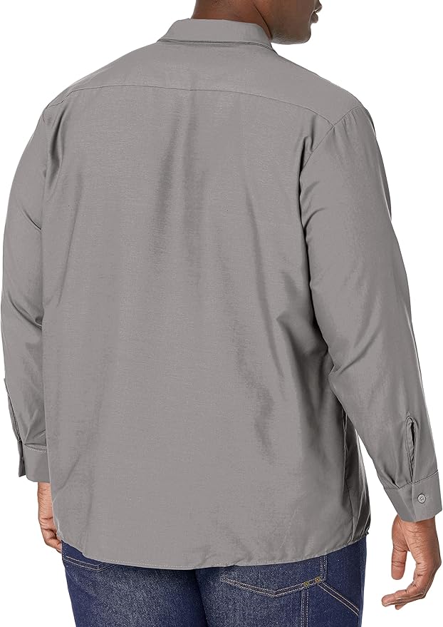 Red Kap Men's Long Sleeve Industrial Work Shirt | Moisture Wicking Button Up, Wrinkle Resistance Fights Fading & Stains