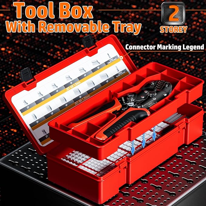 PEBA Crimping Tool and JST Connector Kit, 22 Types of 1.0mm JST-SH, 1.25mm JST-GH, 1.5mm JST-ZH Connectors & Contacts, Crimp Pliers AWG 32-22 for 1.0mm - 2.0mm Pitch Pin Terminal, for DIY Electronics