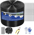10in X 100ft Critter Guard for Solar Panels, 1/2inch PVC Coated Solar Panel Guard, Critter Guard Roll Kit for Solar Panel Wire Mesh, Black Pigeon Barrier with 120pcs Fasteners, Cutting Scissor, Gloves