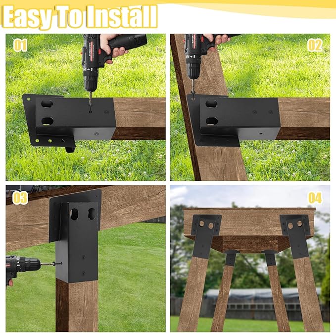 Deer Stand Brackets,Outdoor 4"x 4" Compound Angle Brackets for Deer Stand Hunting Blinds Shooting Shack and Tree Houses
