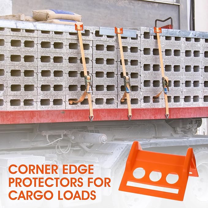 20 Packs Flatbed Edge Protectors, Corner Protectors, Cargo Loads, Tie Down Protector for 4 Inch Straps, Protects Cargo Edges Winch Ratchet Straps Plastics Contruction Protector Orange