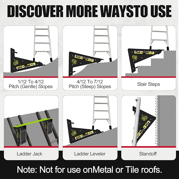 Stable Platform Ladder Leveler - Ladder Levelers for Extension Ladders with Storage for Uneven Surfaces (Regular Black)