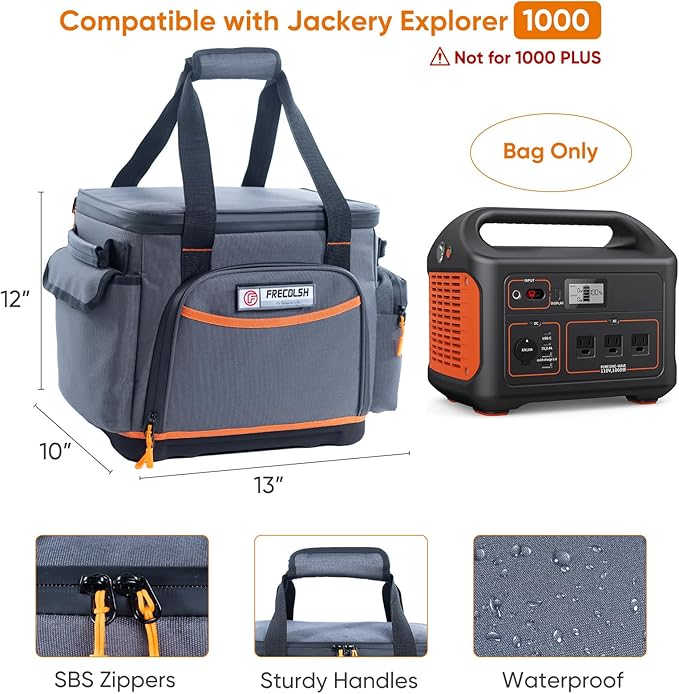 Travel Carrying Case Compatible with Jackery Explorer 1000, Portable Power Station Storage Case with Water- proof Bottom and Pocket for Jackery Accessories Solar Generator Storage Bag Only