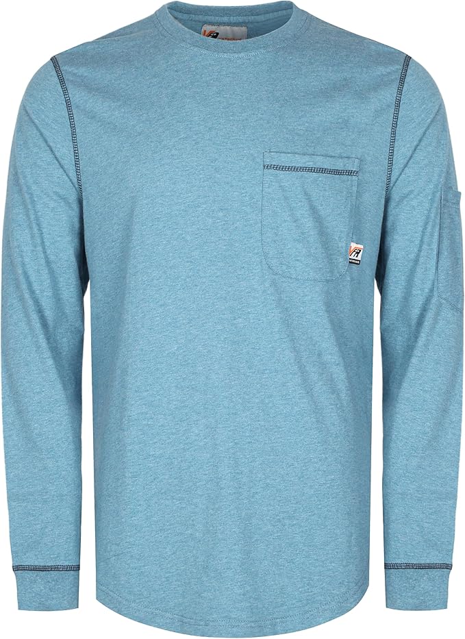 VATRENUS FR Shirts Crewneck 5.5oz Lightweight Flame Resistant 100% Cotton Men's Pre-Washed Fire Retardant Workwear
