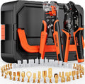 SOMELINE Spade Connector Crimping Tool Kit 24–14 AWG, 40 Types 2.8/4.8/6.3/7.8 mm Quick Disconnect Non-Insulated Connectors and Terminal Housings – Open Barrel Crimping Tool