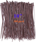 10 Inch Dark Brown Zip Ties Outdoor Use-Pack of 100, Self Locking Plastic Cable Ties for Fence, Small DIY Tie, Cable Management Outside Garden Trellis Tightening Tool, Cord Strap Halloween Decorations